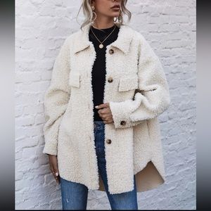 Cream Oversized Teddy Coat